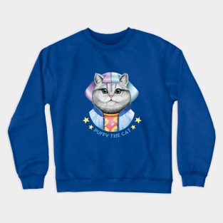 Watercolor Puffy the cat Crewneck Sweatshirt